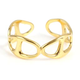 Fashion Stainless Steel Open Rings For Men Women Jewelry Classic Gold Color Link Chain Adjustable Ring Gift (US size 8.5) 18.5mm