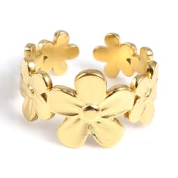 Fashion Stainless Steel Open Rings For Men Women Jewelry Classic Gold Color Link Chain Adjustable Ring Gift (US size 8.5) 18.5mm