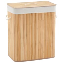 Bamboo Laundry Hamper Large 106L with Removable 4-Section Liner, Foldable Storage Basket with Lid and Handles for Bedroom, Laund