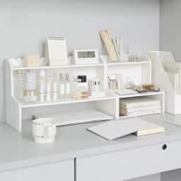 Double Layer Desktop Heightening Storage Rack Office Stationery Book Cosmetic Organizer Shelf Home Decorations Accessories