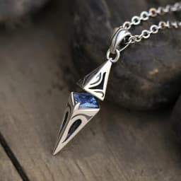 Stylish Blue Stone Man Necklaces Stainless Steel Jewelry Cube Pendant Collar Birthday Party Dad Boyfriend Valentine Gifts