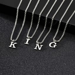 Vnox Simple A-Z Letter Necklace for Men, Waterproof Stainless Steel 26 Letters Pendant Necklace,Men’s Minimal Initial Necklace