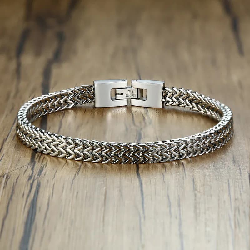 ZORCVENS 2024 New Double Rope Chain Mens Stainless Steel Bracelet Polish Color Punk Biker Pulseira Masculina Jewelry