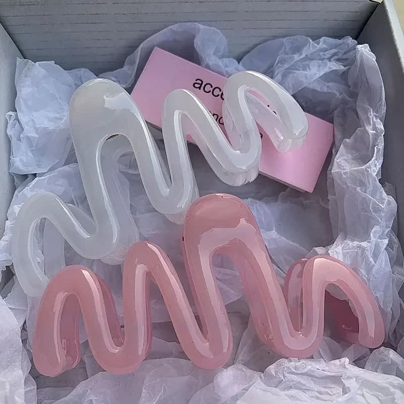 Women Girls 2026 Korean Sweet Irregular Colorful Jelly Wave Hair Claw Clip, Fashion Simple Headwear Hairpin