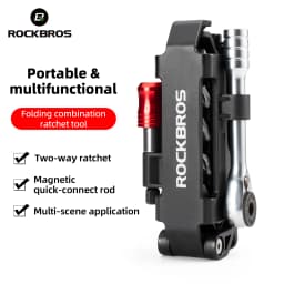 ROCKBROS Bike Repair Tools Multifunctional Ratchet Wrench Set Compact Folding Combination Aluminum Bicycle Ratchet Tool Set