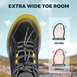FitVille Men's Wide Waterproof Hiking Shoes, Slip-Resistant Non-slip All-Terrain Trekking Trainers with Quick Lace, Walking Sneakers for Travel, Camping and Running