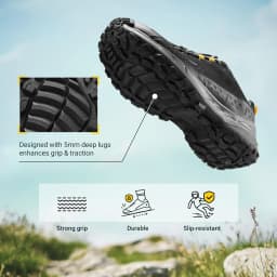 FitVille Men's Wide Waterproof Hiking Shoes, Slip-Resistant Non-slip All-Terrain Trekking Trainers with Quick Lace, Walking Sneakers for Travel, Camping and Running
