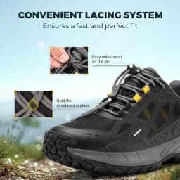 FitVille Men's Wide Waterproof Hiking Shoes, Slip-Resistant Non-slip All-Terrain Trekking Trainers with Quick Lace, Walking Sneakers for Travel, Camping and Running