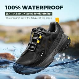 FitVille Men's Wide Waterproof Hiking Shoes, Slip-Resistant Non-slip All-Terrain Trekking Trainers with Quick Lace, Walking Sneakers for Travel, Camping and Running