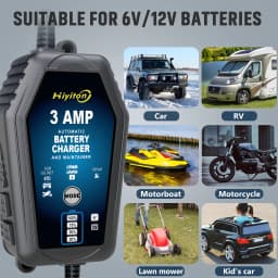Hiyiton 6V/12V 3000mA Car Motorcycle Smart Battery Charger for Lithium LiFePO4 Lead-Acid Battery Pluse Repair Charge Maintainer
