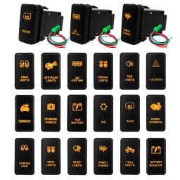 Amber Led Light 12V Car Push Button Switch Winch A/C ON OFF For Toyota 4Runner Tacoma Land Cruiser Reiz Hilux Prado FJ Cruiser