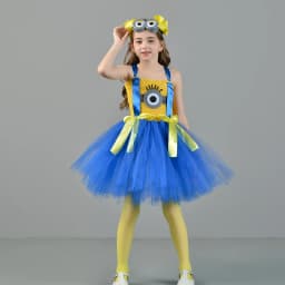 Big Eyes Mini Yellow Man Costumes for Baby Girls Anime Cartoon Characters Cosplay Dresses for Kids Birthday Outfit Party Clothes