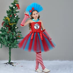 Cat in the Hat Girls Tutu Dress With Headband Dr. Seuss Thing 1 Thing 2 Costume for Kids Birthday Party Cosplay Fancy Dresses