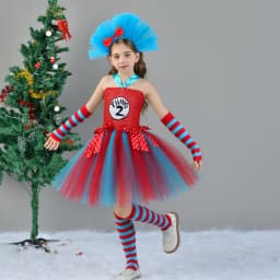 Cat in the Hat Girls Tutu Dress With Headband Dr. Seuss Thing 1 Thing 2 Costume for Kids Birthday Party Cosplay Fancy Dresses
