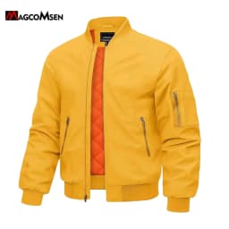 MAGCOMSEN Jacket Men Warm Zip Up Winter Padded Coat Casual Baseball Jackets Pilot Windbreaker Varsity Jackets