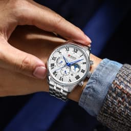 CURREN Casual Business Stainless Steel Bracelet Watch for Men Chronograph Roman Numeral Dial Men's Wristwatch