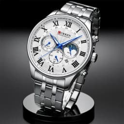 CURREN Casual Business Stainless Steel Bracelet Watch for Men Chronograph Roman Numeral Dial Men's Wristwatch