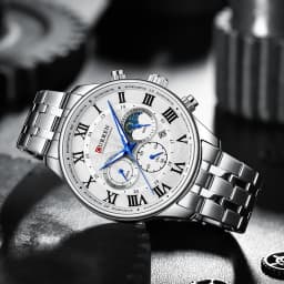 CURREN Casual Business Stainless Steel Bracelet Watch for Men Chronograph Roman Numeral Dial Men's Wristwatch
