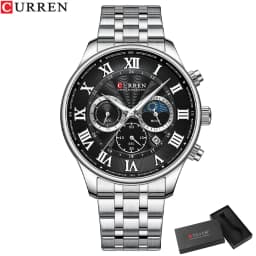 CURREN Casual Business Stainless Steel Bracelet Watch for Men Chronograph Roman Numeral Dial Men's Wristwatch