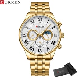 CURREN Casual Business Stainless Steel Bracelet Watch for Men Chronograph Roman Numeral Dial Men's Wristwatch