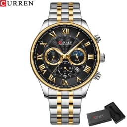 CURREN Casual Business Stainless Steel Bracelet Watch for Men Chronograph Roman Numeral Dial Men's Wristwatch