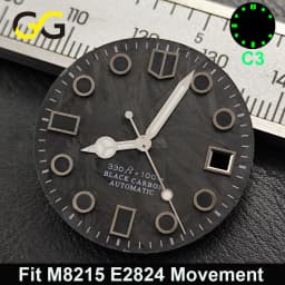 Hot Sale 28.5mm Carbon Fiber Green C3 Luminous Dial Replacement Part Fit NH34 NH35 8215 ETA2824 Mechanical Watch DIAL Custom