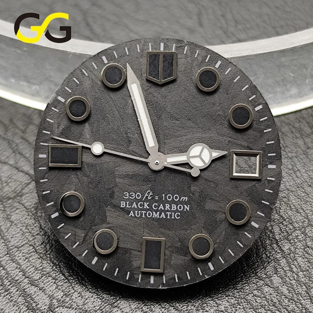 Hot Sale 28.5mm Carbon Fiber Green C3 Luminous Dial Replacement Part Fit NH34 NH35 8215 ETA2824 Mechanical Watch DIAL Custom