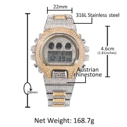 Hip Hop Full Iced Out Men Watches Stainless Steel Fashion Luxury Rhinestones Quartz Square Wristwatches Business Watch