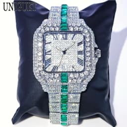 Hot Fashion Full Diamond Watch Men UNIGUET Brand Hip Hop Iced Out Bling Jewelry Square Quartz Wristwatch For Man Dropshipping