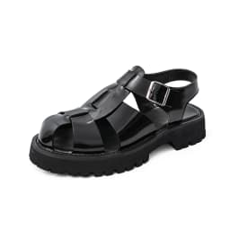 4.5Cm Thick Sole Heightening Sandals Men's Glossy Cowhide Buckle Business Casual British Genuine Leather Summer Sandals for Men