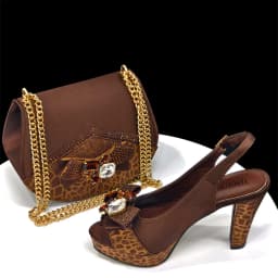 2024 Rhinestone Design INS Hot Sale New Arrivals African Shoes and Bag Set in Blue Color Open Toe Comfortable Women Heels