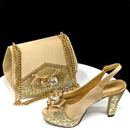 2024 Rhinestone Design INS Hot Sale New Arrivals African Shoes and Bag Set in Blue Color Open Toe Comfortable Women Heels