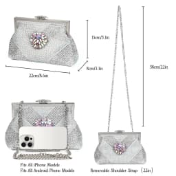 Venus Chan Italian Shoes and Bags Matching Set 2024 Silver Color Rhinestone Fashion High Heels for Women Pointed Toe Pumps