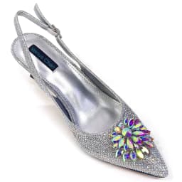 Venus Chan Italian Shoes and Bags Matching Set 2024 Silver Color Rhinestone Fashion High Heels for Women Pointed Toe Pumps