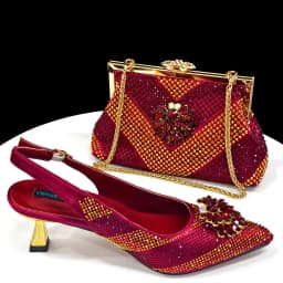 Venus Chan Italian Shoes and Bags Matching Set 2024 Silver Color Rhinestone Fashion High Heels for Women Pointed Toe Pumps