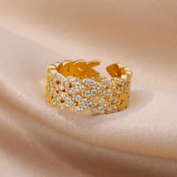 Gold Color Stainless Steel Colored Imitation jade heart-Shaped Opening Ring For Women Adjustable Charm Finger Ring Jewelry Gift