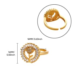 Gold Color Stainless Steel Colored Imitation jade heart-Shaped Opening Ring For Women Adjustable Charm Finger Ring Jewelry Gift