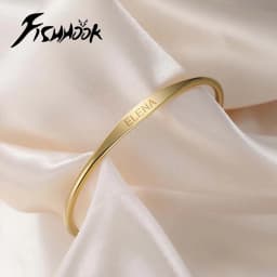 Couple Name Text Engrave Custom Bangle Personalized Bracelet Cuff Gift for Women Men Friend Stainless Steel Silver Color Jewelry