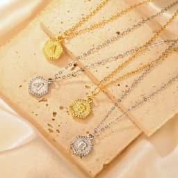 Cazador Gold Color Initial Letter Hexagon Pendant Necklaces for Women Stainless Steel A-Z Choker Chain Jewelry Birthday Gifts