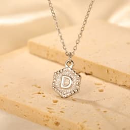 Cazador Gold Color Initial Letter Hexagon Pendant Necklaces for Women Stainless Steel A-Z Choker Chain Jewelry Birthday Gifts