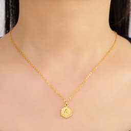 Cazador Gold Color Initial Letter Hexagon Pendant Necklaces for Women Stainless Steel A-Z Choker Chain Jewelry Birthday Gifts