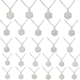 Cazador Gold Color Initial Letter Hexagon Pendant Necklaces for Women Stainless Steel A-Z Choker Chain Jewelry Birthday Gifts