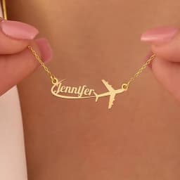 Custom Personalization Stainless Steel Aircraft Name Necklace Pendant With Airplane Jewelry The Ideal Gift Mother's Day Gift