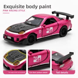 1:36 NISSAN GTR & RX7 MX5 Openable Doors Pull Back Toy, Painted Vehicle Collectible Ornament, Ideal Birthday Gift for Kids