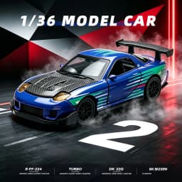 1:36 NISSAN GTR & RX7 MX5 Openable Doors Pull Back Toy, Painted Vehicle Collectible Ornament, Ideal Birthday Gift for Kids
