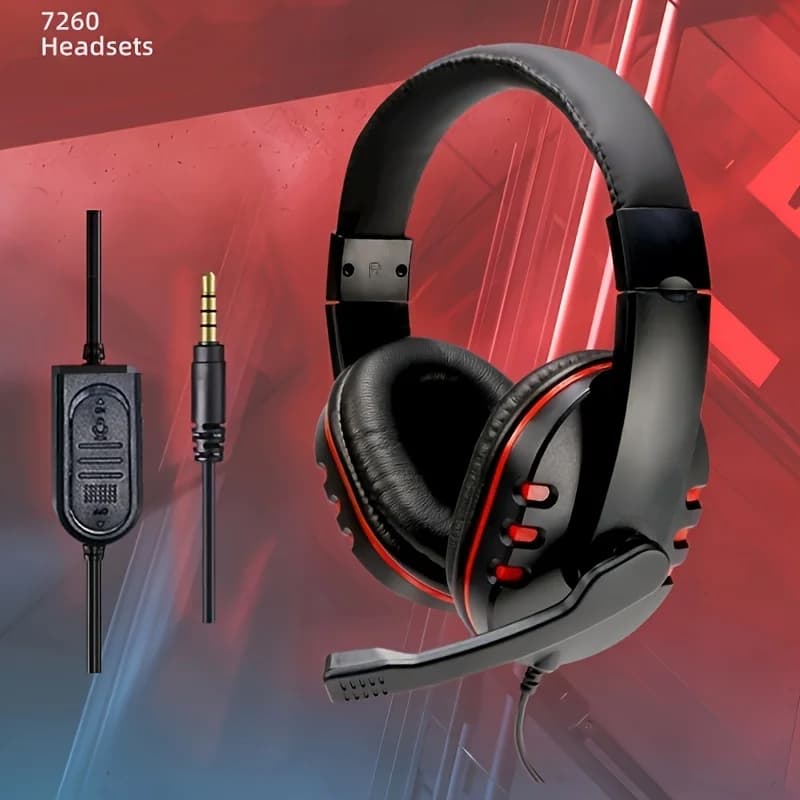 7260 Wired Headphones with Microphone,Suitable for work meetings、Study Recording、Entertainment Games,Compatible:PS4/PS5/Xbox One