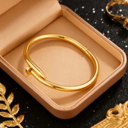 Gold Plated Bracelet Hip Hop Style Unique Fashion Fun Design Curved Unisex Jewelry