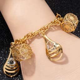 Gold Plated Bracelet Hip Hop Style Unique Fashion Fun Design Curved Unisex Jewelry