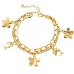 Gold Plated Bracelet Hip Hop Style Unique Fashion Fun Design Curved Unisex Jewelry