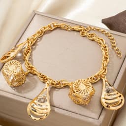 Gold Plated Bracelet Hip Hop Style Unique Fashion Fun Design Curved Unisex Jewelry